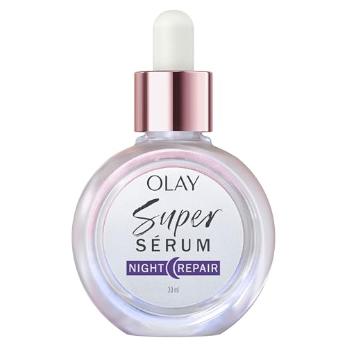 Olay Super Sérum Reparación Nocturna Hidratante 5 Beneficios en 1, 30ml. Con Provitamina B5, Nacinamida, Ácido Láctico, Glicerina y Péptidos