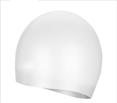 Bonnet de bain blanc HL hommes et femmes avec cache-oreilles piscine