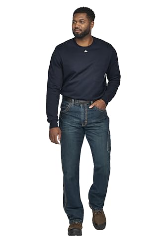 Bulwark Men's Lightweight FR Long Sleeve T-Shirt, Navy, X-Large