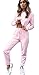 Donna Tute da Ginnastica Sportivo Tuta Donne Jogging Pantaloni Felpa Crop Top con Cappuccio 2 Pezzi Fitness Casual Yoga Corsa Training Tuta Femminili Casa attività Loungewear Rosa M