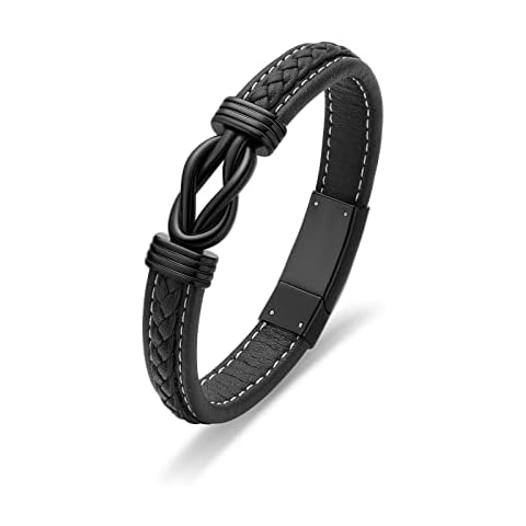 shajwo Cremation Urn Bracelet for Ashes Jewelry for Women Men Infinity Memorial Keepsake Cuff Bangle Leather Bracelet, Stainless Steel, no gemstone Cover