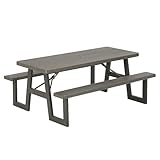 LIFETIME 6-Foot Folding Picnic Table with Benches, Seats 8, Heavy-Duty HDPE Tabletop...