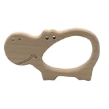 HEALSOPTHY Beißring Holz Zahnungsspielzeug für Babys aus Glattem Buchenholz mit Tiermotiv Sichere Zahnungshilfe Zur Beruhigung bei Zahnen