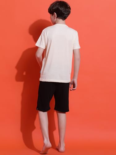 Image of Li'l Tomatoes Boys 100% Cotton Night Suit | Summer T-Shirt & Shorts Set | Soft & Breathable Sleepwear | 9-16 Years