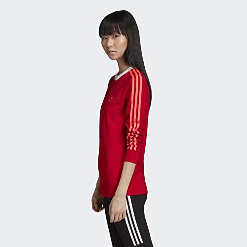 adidas Originals Women's 3-Stripes Long-Sleeve Tee, Scarlet, Medium