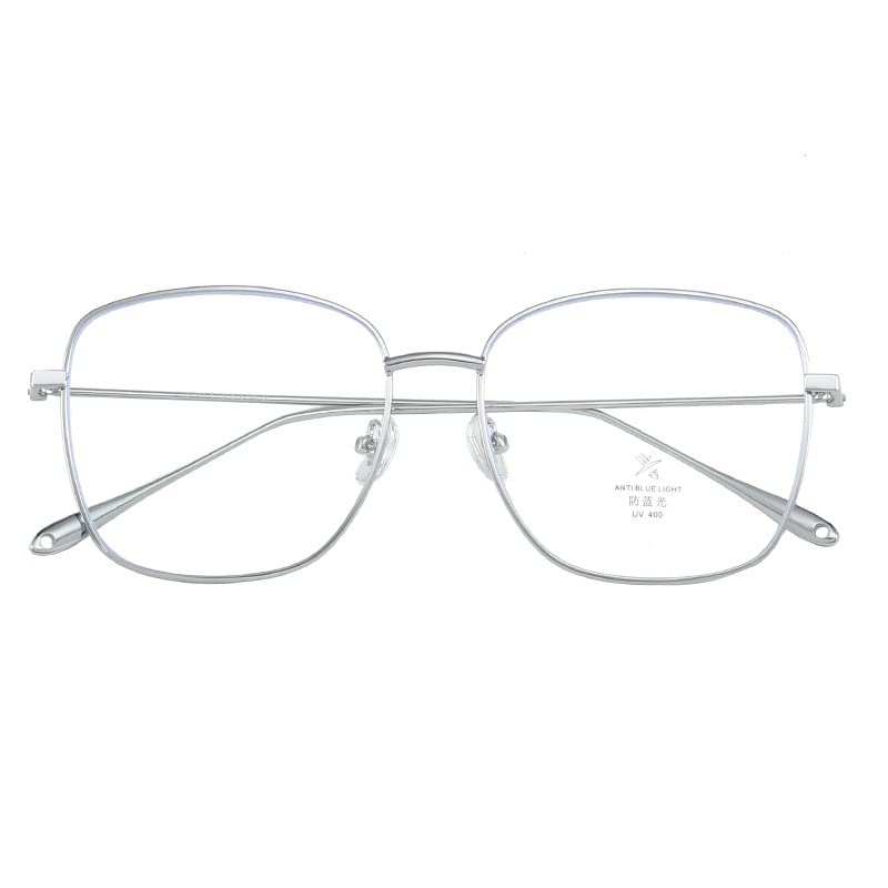 Okulary do czytania blokujące niebieskie światło dla mężczyzn, stylowe okulary do czytania z metalu z wygodnymi zawiasami sprężynowymi, okulary nieoślepiające (kolor: srebrny, rozmiar: +0,50)