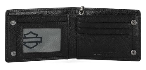 Harley-Davidson Men's Open B&S Slimfold Biker Chain Leather Wallet, Black4