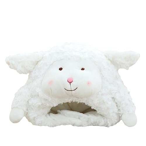 WOFASHPURET 1pc Soft Warm Sheep Headgear Plush Sheep Hat for Animal Headwear for Party White
