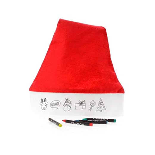 Gorro de Navidad para niños con dibujos y ceras para colorear. Lote de 20 unidades.Regalos fiestas fin de año en colegios y guarderías