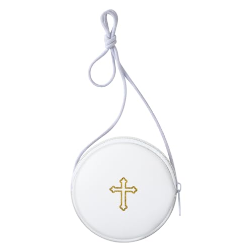 Image of Leather Communion Burse for Pyx, Catholic Pyx Case with Strap for Communion Host Priests Deacons Gifts