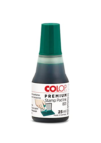 Colop 801 – Tinta para sellos (25 ml, base agua de calidad verde ref 55002350