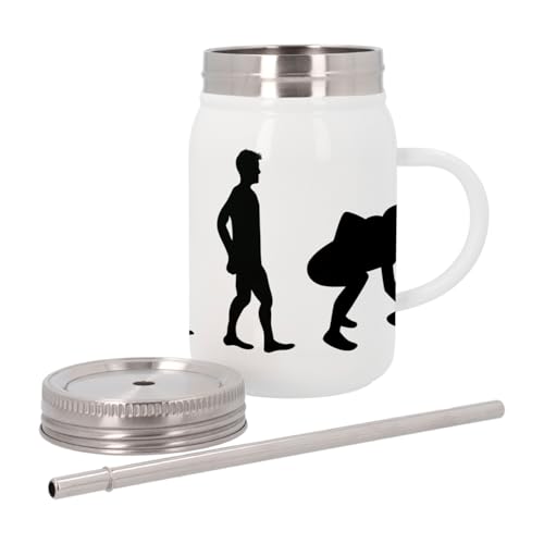 Thermobecher aus Edelstahl mit Deckel und Strohhalm – Evolution American Football USA Sport Athlet – 500 ml