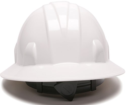 Pyramex Safety Sl Series Full Brim Hard Hat, 4-Point Ratchet Suspension, White, Medium #TOP3