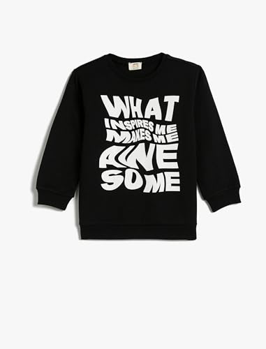 Sweatshirt garçon noir Koton en coton chaud avec intérieur brossé isolant