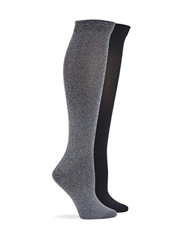 HUE Supersoft Knee Sock 2 Pair Pack, Black Marl, One Size