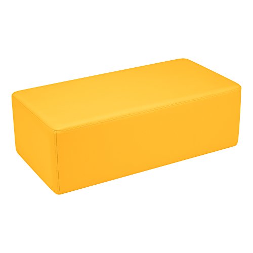 Image of Sprogs 12 inch H Structured Rectangle Stool -Flexible Modular Collaborative Soft Seating for Office, Home, Lounge and School Classrooms with Durable Frame & Set of 2 inch Legs Add-on - Yellow