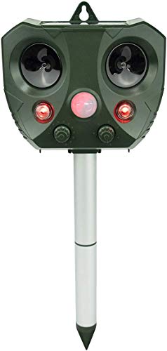 Preisvergleich Produktbild AVIS Ultraschall Solar Tiervertreiber mit leistungsstarkem LED-Licht, Bewegungsmelder, effektiver Reichweite von 10 Metern, 13,5-45 kHz, 5 Modi, geeignet für eine Vielzahl von Tieren, IP44