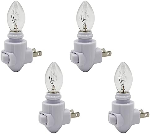 Projectpak Plug in Night Light Module Includes 4 Watt Bulb, White Plastic, Great for Making Your Own DIY Decorative Night Lights, Pack of 4