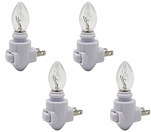 Creative Hobbies Plug in Night Light Module, White Color, Includes 4 Watt Bulb, Great for Making Your Own Decorative Night Lights, Pack of 4