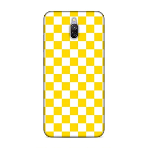 Image of Printed Mobile Back Hard Case Cover for Xiaomi Redmi 8A Dual | Check Print, Small Boxes, Yellow & White-2204