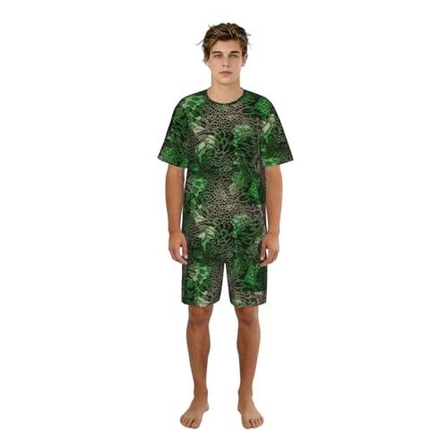 Pijama transpirable de serpiente verde para hombre con bolsillos cómodos