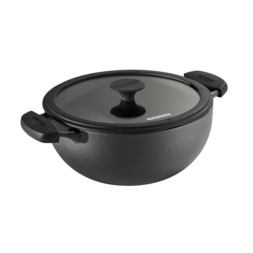 Tramontina Utsava 4.9-Quart Pre-Seasoned Cast Iron Kadai with Lid, Large Kadhai Pot for Indian Cooking