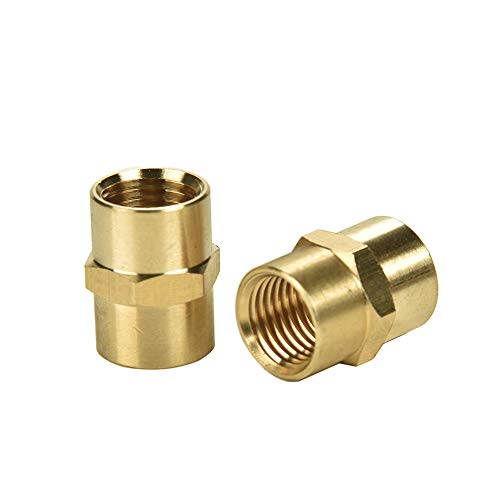 2 Pack 1/4" X 1/4" Npt Coupler, Brass Female Pipe Fitting #TOP1