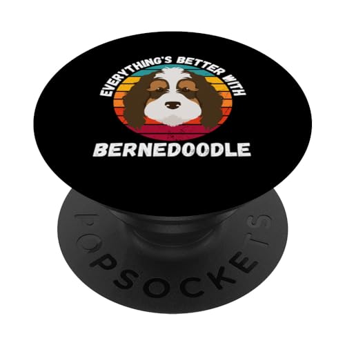 Vintage Todo es Mejor Con Retro Bernedoodle Lover PopSockets PopGrip Intercambiable