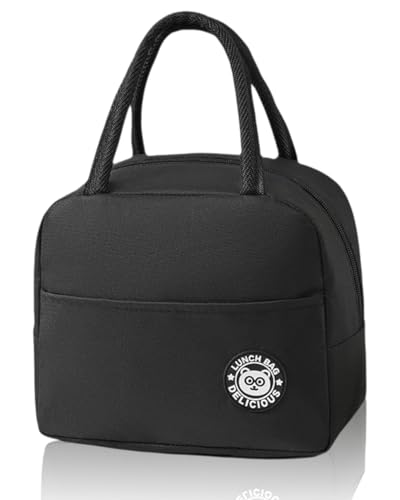 FUGLUS Bolsa Termica Porta Alimentos, 5.5 L Bolsa Comida Trabajo Portátil Fiambreras Comida Trabajo Bolsa Almuerzo para Escuela Oficina Picnic(negro)