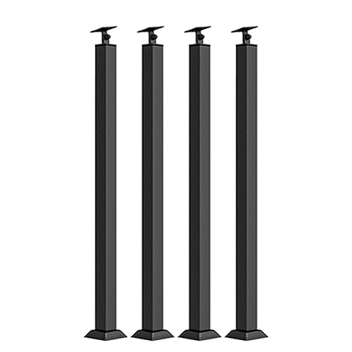 Poste de barandilla de escalera interior husillos de metal negro y columnas cuadradas