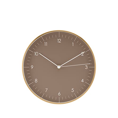 LUUK LIFESTYLE Horloge déco à Quartz avec Mouvement Silencieux, Design Nordique scandinave Minimaliste, sans tic-tac, Horloge de Cuisine, Salon, Marron