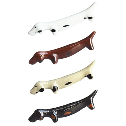 SAFIGLE Soporte para Palillos de Cerámica Diseño de Perro Caricatura 4 Piezas Soporte Decorativo y Práctico para Utensilios de Cocina y Comedor