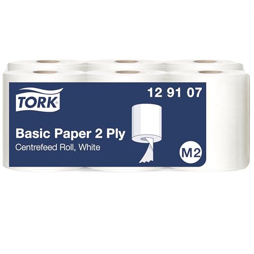 Tork Basic Centrefeed Wiping Paper White M2 Absorbent Paper Towels 6 x 150m 129107
