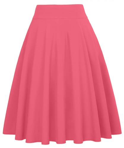 Image of FRAULEIN Women's Flared Pleated Maxi Skirt High Waist A-Line with Pockets and Belt Accessories [Small-Plus Size]