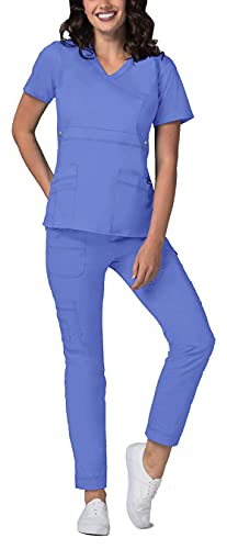 Adar Uniforms 3500CBL Medical Scrubs, Ceil Blue, 3X-Large-US Donna