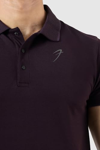 Image of FUAARK Men Slim Fit Pique Aura Polo Tshirt with Short Sleeves & Reflective Chest Logo -