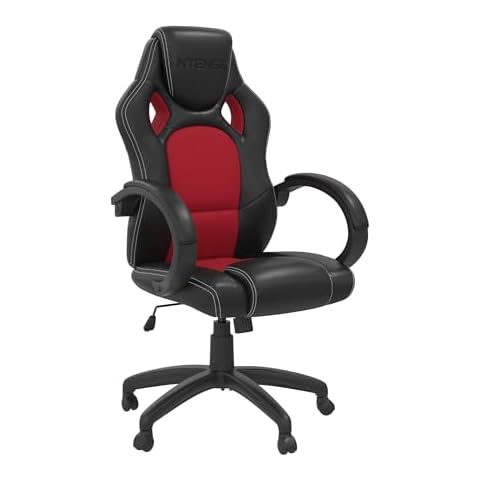 NTENSE Vortex Gaming Chair with Reclining Ergonomic High Back, Black/Red Faux Leather Cover