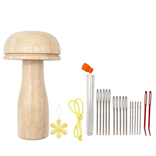 XNSHUN Stopfpilz Holz Set Nadel Faden Set, Stickset Stopfnadel Nähgarn Socken Stopfen Set Stickerei-Zubehör, Nähzubehör Set Aus Holz Für DIY-Handnähen, Stopfsocken, Kleidung, Zuhause
