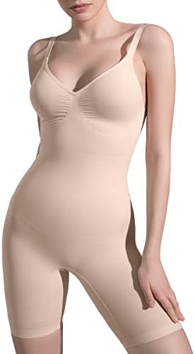 PUMIEY Shapewear Bodysuit for Women Tummy Control V-Neck With Open Gusset Hourglass Collection