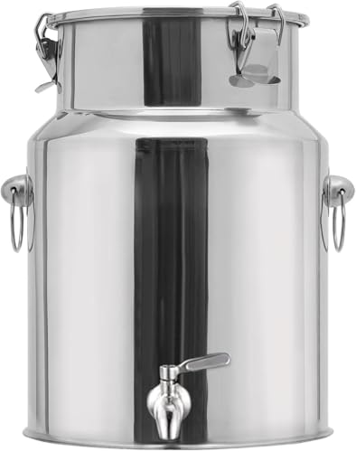 Cubo de acero inoxidable para transporte de leche y vino de 24 litros con grifo, ideal para almacenamiento de líquidos y sólidos, tanque de aceite de cocina, versátil para el hogar y eventos