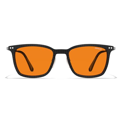 Image of ANYLUV Blue Light Glasses Men, Stylish Square Carbon Fiber Eyewear, Anti Eyestrain, Lightweight Mens Computer Gaming Glasses