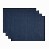 D'Moksha Homes Linen Placemats Set of 4-14 x 19 Inch, 100% Pure Linen Hemmed Cloth Placemats, Machin