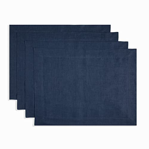 D'moksha Homes Linen Placemats Set Of 4-14 X 19 Inch, 100% Pure Linen Hemmed Cloth Placemats, Machine Washable, Table Mats, Perfect For #TOP17