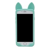 iPhone 6S Plus Case, MC Fashion KoKo Cat Cute 3D Cat Kitty Ears Protective Silicone Phone Case for iPhone 6S Plus & iPhone 6 Plus (Mint)