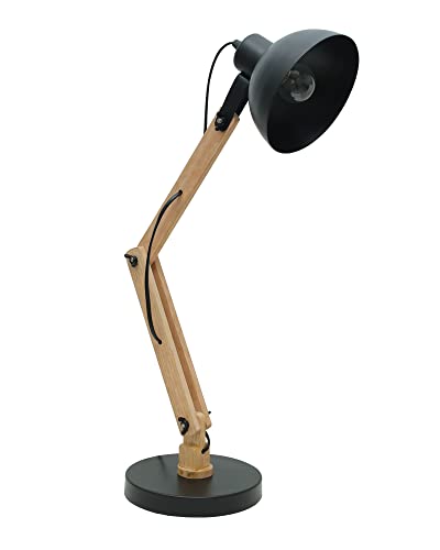 Image of Homesake Wood Study Lamp, Desk Lamp, Swing Arm Desk Lamps, Adjustable, Study Table Lamp, Reading Lamp for Home, Desk Lamp for Study, Table Lamp for Study Room, Office, Multi-Joint, Black Finish