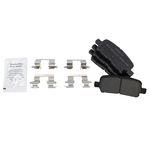 Image of TRQ Performance Rear Brake Pad and Rotor Set Semi Metallic Slotted Drilled G Coated Rotors Calipers Compatible with 2004 Pontiac Grand Prix
