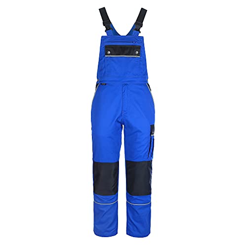 TMG® Light Salopette da lavoro da uomo, pantaloni lunghi da lavoro con pettorina e tasche per ginocchiere, Blu, 52