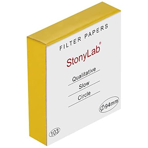 stonylab Qualitatives Filterpapier, 100 Packungen Langsame Flussrate Zellulose Filterpapier Kreise mit 10 Mikron Partikelrückhaltung, 94 mm Durchmesser Cover