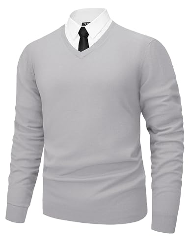 MAGNIVIT Men's V Neck Pullover Light Weight Long Sleeve Knit Soft Fashion Ribbed Sweater