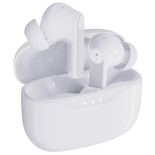 Image of Soundwave A1 Plus (2025 Edition) Active Noise Cancelling Earbuds, 6 Mics, 48H Total Playtime, 15 Mins = 6 Hours Playtime - White